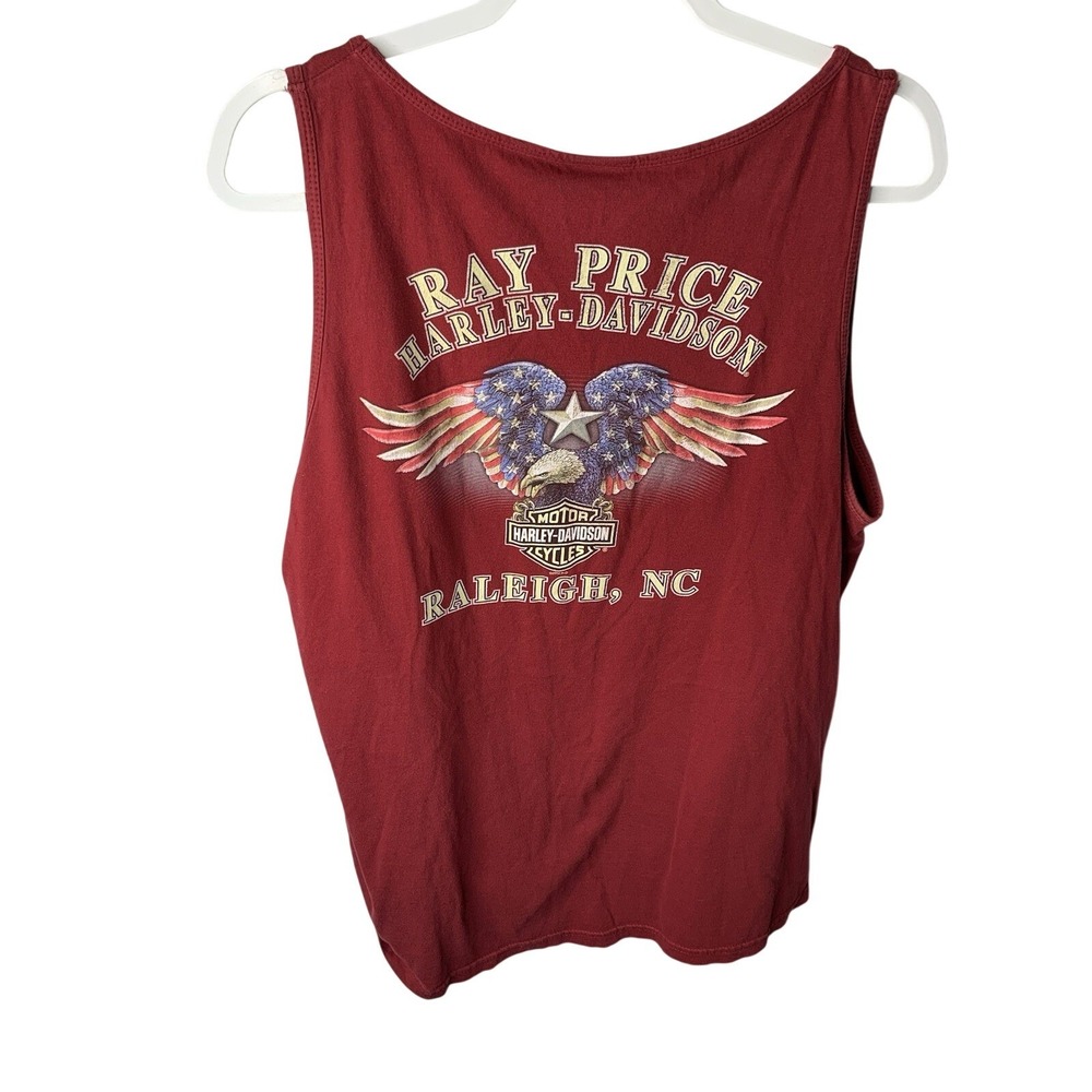 Mens L Harley Davidson Burgundy Eagle Tank Top Ray Price Raleigh Nc Vintage